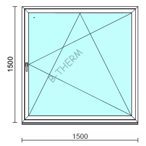 Bukó-nyíló ablak.  150x150 cm (Rendelhető méretek: szélesség 145-150 cm, magasság 145-150 cm.)   Green 76 profilból