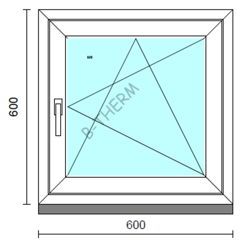 Bukó-nyíló ablak.   60x 60 cm (Rendelhető méretek: szélesség 55- 64 cm, magasság 55- 64 cm.) Deluxe A85 profilból