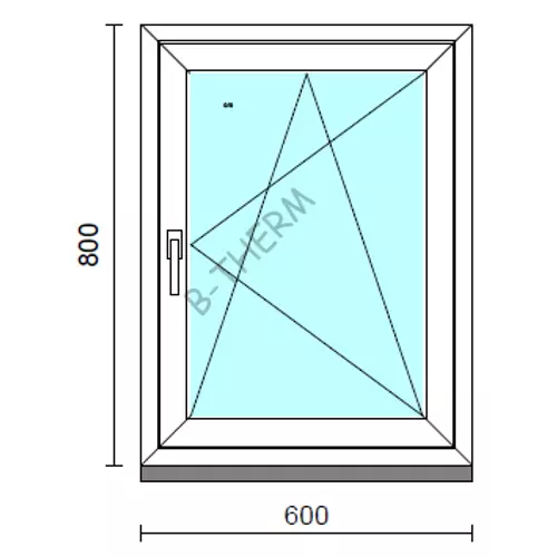 Bukó-nyíló ablak.   60x 80 cm (Rendelhető méretek: szélesség 55- 64 cm, magasság 75- 84 cm.)   Green 76 profilból