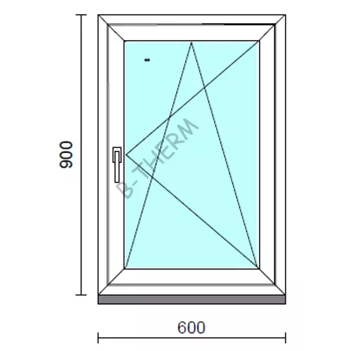 Bukó-nyíló ablak.   60x 90 cm (Rendelhető méretek: szélesség 55- 64 cm, magasság 85- 94 cm.)   Green 76 profilból