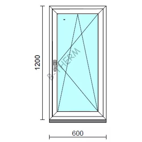 Bukó-nyíló ablak.   60x120 cm (Rendelhető méretek: szélesség 55- 64 cm, magasság 115-124 cm.)   Green 76 profilból