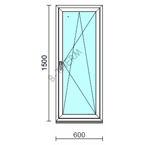 Bukó-nyíló ablak.   60x150 cm (Rendelhető méretek: szélesség 55- 64 cm, magasság 145-154 cm.)  New Balance 85 profilból