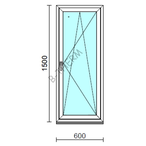 Bukó-nyíló ablak.   60x150 cm (Rendelhető méretek: szélesség 55- 64 cm, magasság 145-154 cm.)   Green 76 profilból
