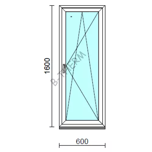 Bukó-nyíló ablak.   60x160 cm (Rendelhető méretek: szélesség 55- 64 cm, magasság 155-164 cm.)  New Balance 85 profilból