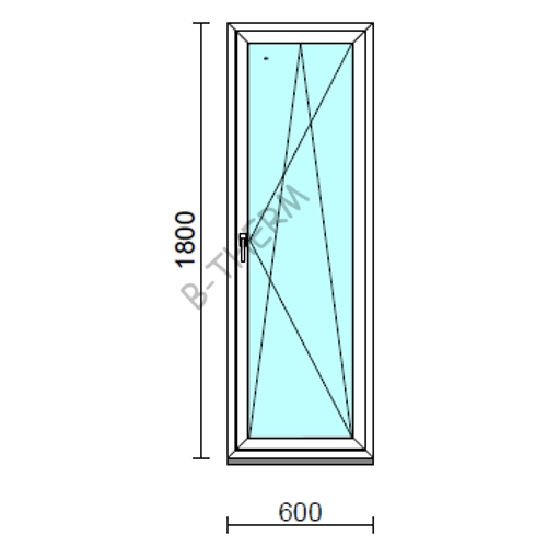 Bukó-nyíló ablak.   60x180 cm (Rendelhető méretek: szélesség 55- 64 cm, magasság 175-180 cm.)  New Balance 85 profilból