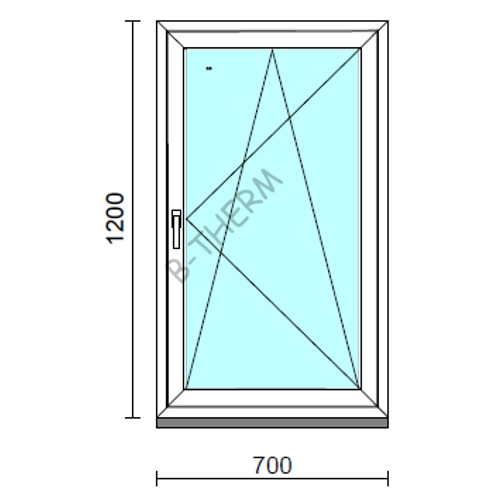 Bukó-nyíló ablak.   70x120 cm (Rendelhető méretek: szélesség 65- 74 cm, magasság 115-124 cm.) Deluxe A85 profilból