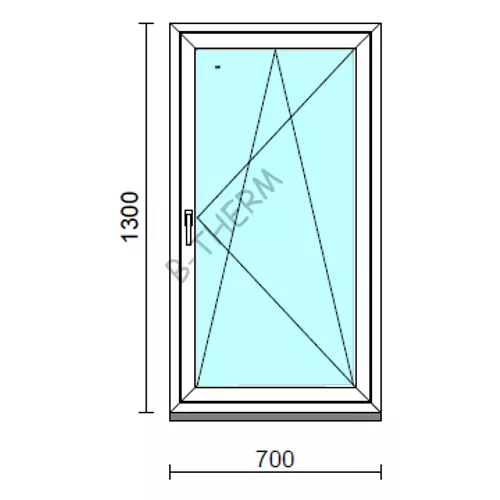 Bukó-nyíló ablak.   70x130 cm (Rendelhető méretek: szélesség 65- 74 cm, magasság 125-134 cm.) Deluxe A85 profilból
