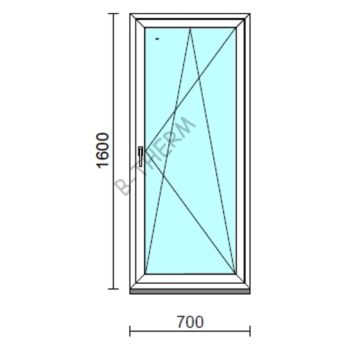 Bukó-nyíló ablak.   70x160 cm (Rendelhető méretek: szélesség 65- 74 cm, magasság 155-164 cm.) Deluxe A85 profilból