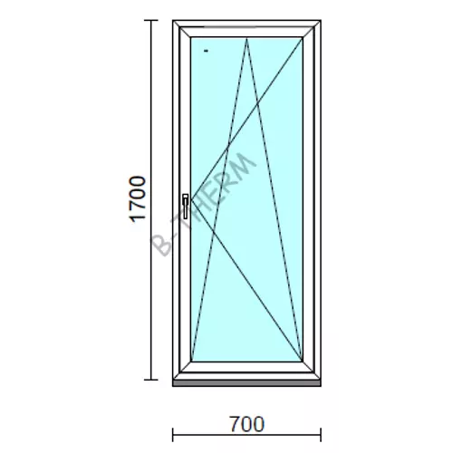 Bukó-nyíló ablak.   70x170 cm (Rendelhető méretek: szélesség 65- 74 cm, magasság 165-174 cm.)  New Balance 85 profilból