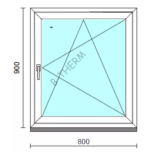 Bukó-nyíló ablak.   80x 90 cm (Rendelhető méretek: szélesség 75- 84 cm, magasság 85- 94 cm.)  New Balance 85 profilból