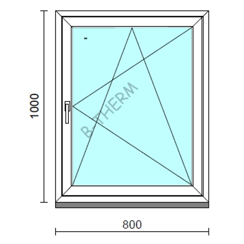 Bukó-nyíló ablak.   80x100 cm (Rendelhető méretek: szélesség 75- 84 cm, magasság 95-104 cm.) Deluxe A85 profilból