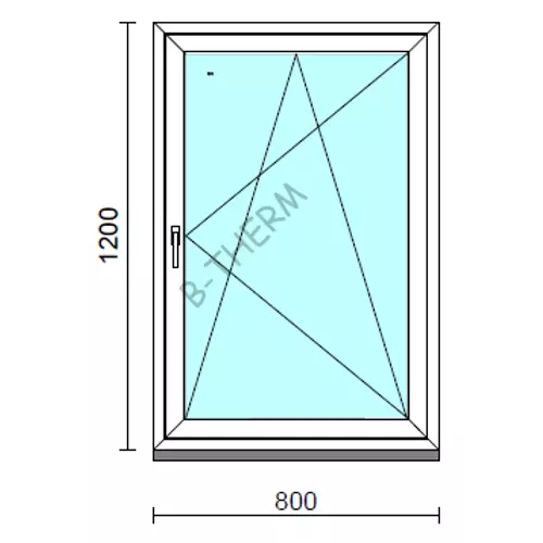Bukó-nyíló ablak.   80x120 cm (Rendelhető méretek: szélesség 75- 84 cm, magasság 115-124 cm.) Deluxe A85 profilból