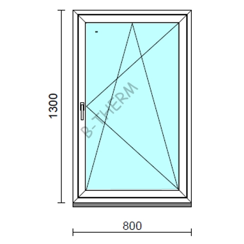 Bukó-nyíló ablak.   80x130 cm (Rendelhető méretek: szélesség 75- 84 cm, magasság 125-134 cm.)  New Balance 85 profilból