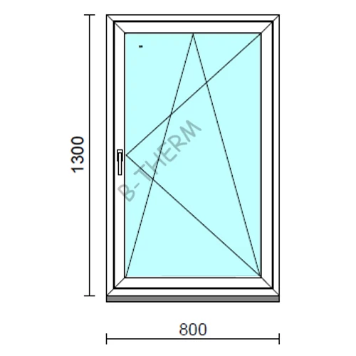 Bukó-nyíló ablak.   80x130 cm (Rendelhető méretek: szélesség 75- 84 cm, magasság 125-134 cm.)   Green 76 profilból