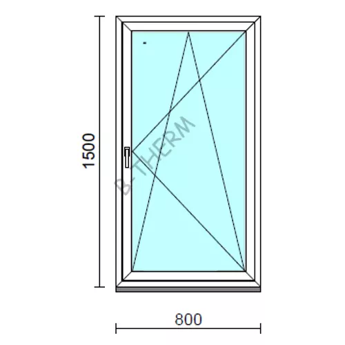 Bukó-nyíló ablak.   80x150 cm (Rendelhető méretek: szélesség 75- 84 cm, magasság 145-154 cm.) Deluxe A85 profilból