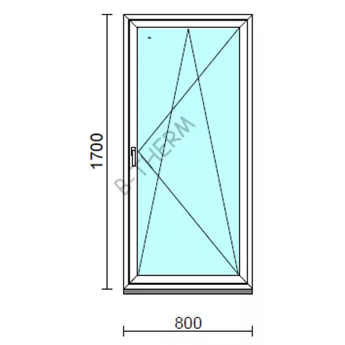 Bukó-nyíló ablak.   80x170 cm (Rendelhető méretek: szélesség 75- 84 cm, magasság 165-174 cm.) Deluxe A85 profilból