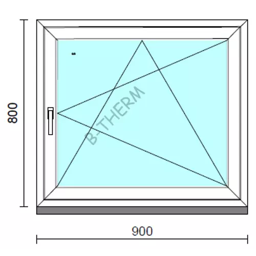 Bukó-nyíló ablak.   90x 80 cm (Rendelhető méretek: szélesség 85- 94 cm, magasság 75- 84 cm.)  New Balance 85 profilból