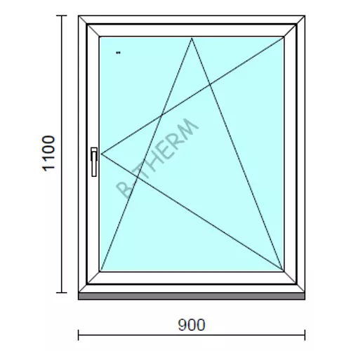 Bukó-nyíló ablak.   90x110 cm (Rendelhető méretek: szélesség 85- 94 cm, magasság 105-114 cm.)  New Balance 85 profilból