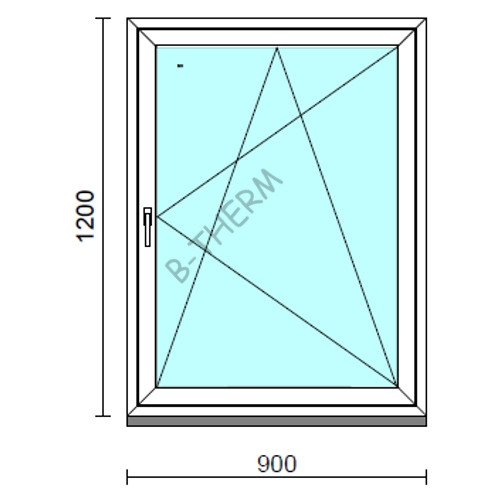Bukó-nyíló ablak.   90x120 cm (Rendelhető méretek: szélesség 85- 94 cm, magasság 115-124 cm.)  New Balance 85 profilból
