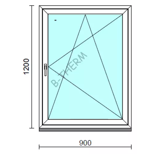 Bukó-nyíló ablak.   90x120 cm (Rendelhető méretek: szélesség 85- 94 cm, magasság 115-124 cm.) Deluxe A85 profilból
