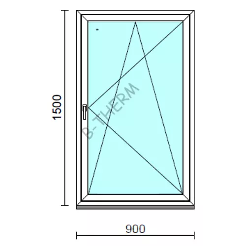 Bukó-nyíló ablak.   90x150 cm (Rendelhető méretek: szélesség 85- 94 cm, magasság 145-154 cm.)  New Balance 85 profilból