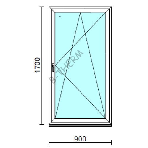 Bukó-nyíló ablak.   90x170 cm (Rendelhető méretek: szélesség 85- 94 cm, magasság 165-174 cm.) Deluxe A85 profilból