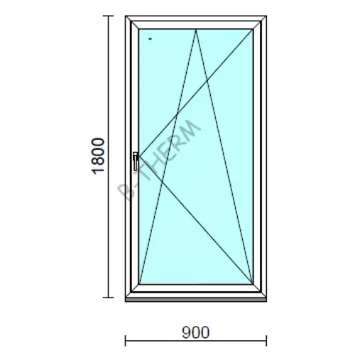 Bukó-nyíló ablak.   90x180 cm (Rendelhető méretek: szélesség 85- 94 cm, magasság 175-180 cm.)   Green 76 profilból