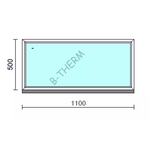 Fix ablak.  110x 50 cm (Rendelhető méretek: szélesség 105-114 cm, magasság 50-54 cm.) Deluxe A85 profilból
