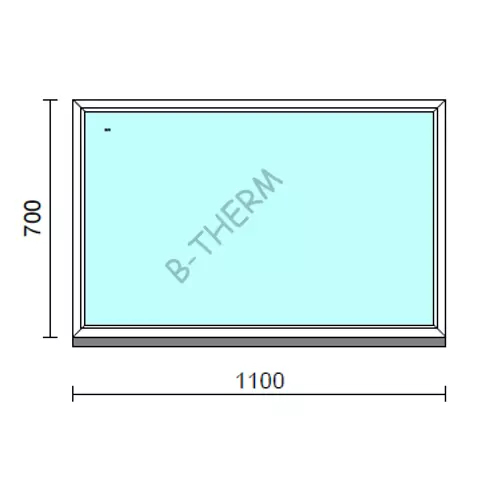 Fix ablak.  110x 70 cm (Rendelhető méretek: szélesség 105-114 cm, magasság 65-74 cm.)   Green 76 profilból