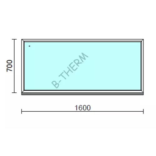 Fix ablak.  160x 70 cm (Rendelhető méretek: szélesség 155-164 cm, magasság 65-74 cm.)   Green 76 profilból
