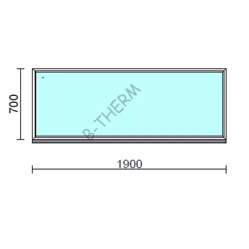 Fix ablak.  190x 70 cm (Rendelhető méretek: szélesség 185-194 cm, magasság 65-74 cm.)   Green 76 profilból