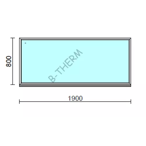 Fix ablak.  190x 80 cm (Rendelhető méretek: szélesség 185-194 cm, magasság 75-84 cm.) Deluxe A85 profilból