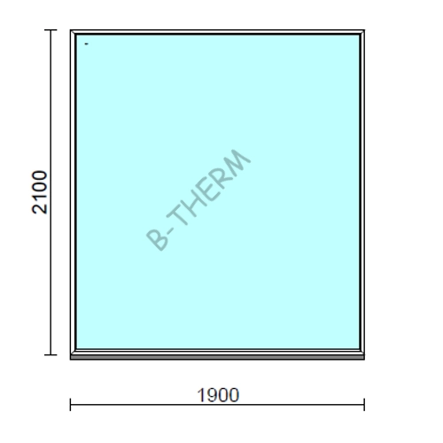 Fix ablak.  190x210 cm (Rendelhető méretek: szélesség 185-194 cm, magasság 205-214 cm.) Deluxe A85 profilból