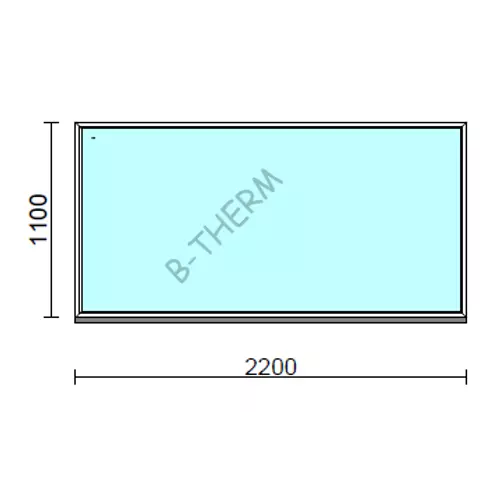 Fix ablak.  220x110 cm (Rendelhető méretek: szélesség 215-224 cm, magasság 105-114 cm.)   Green 76 profilból