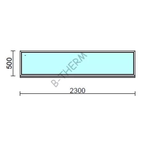 Fix ablak.  230x 50 cm (Rendelhető méretek: szélesség 225-234 cm, magasság 50-54 cm.)   Green 76 profilból