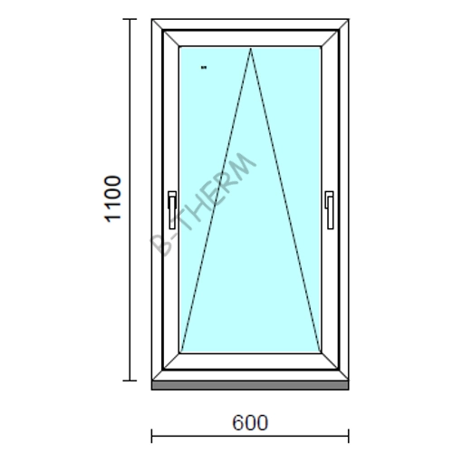 Kétkilincses bukó ablak.   60x110 cm (Rendelhető méretek: szélesség 55- 64 cm, magasság 105-114 cm.)  New Balance 85 profilból
