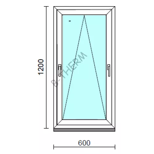 Kétkilincses bukó ablak.   60x120 cm (Rendelhető méretek: szélesség 55- 64 cm, magasság 115-124 cm.) Deluxe A85 profilból