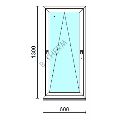 Kétkilincses bukó ablak.   60x130 cm (Rendelhető méretek: szélesség 55- 64 cm, magasság 125-134 cm.)  New Balance 85 profilból