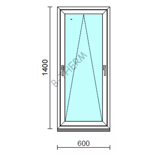 Kétkilincses bukó ablak.   60x140 cm (Rendelhető méretek: szélesség 55- 64 cm, magasság 135-144 cm.)   Green 76 profilból