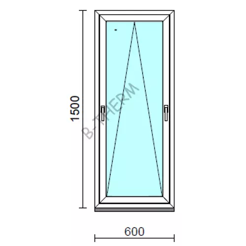 Kétkilincses bukó ablak.   60x150 cm (Rendelhető méretek: szélesség 55- 64 cm, magasság 145-154 cm.) Deluxe A85 profilból