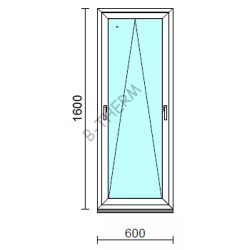 Kétkilincses bukó ablak.   60x160 cm (Rendelhető méretek: szélesség 55- 64 cm, magasság 155-164 cm.)  New Balance 85 profilból