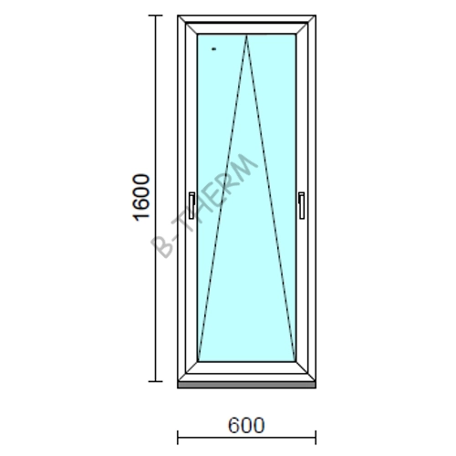 Kétkilincses bukó ablak.   60x160 cm (Rendelhető méretek: szélesség 55- 64 cm, magasság 155-164 cm.)   Green 76 profilból