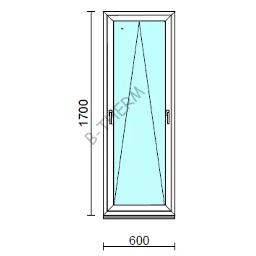 Kétkilincses bukó ablak.   60x170 cm (Rendelhető méretek: szélesség 55- 64 cm, magasság 165-174 cm.)  New Balance 85 profilból