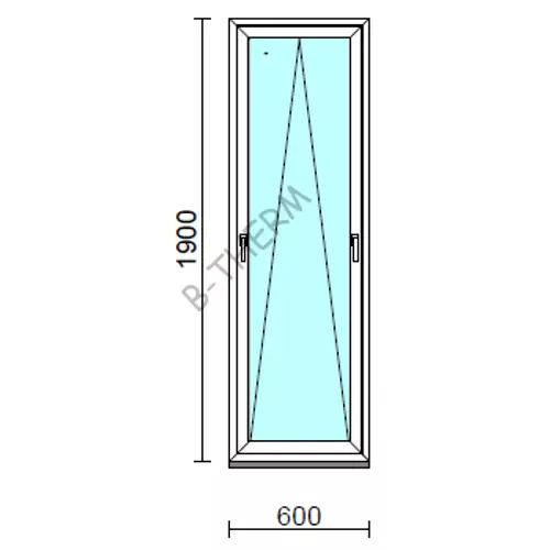 Kétkilincses bukó ablak.   60x190 cm (Rendelhető méretek: szélesség 55- 64 cm, magasság 185-194 cm.)   Green 76 profilból