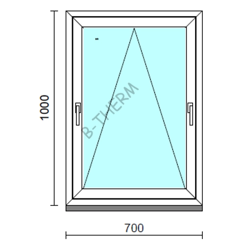 Kétkilincses bukó ablak.   70x100 cm (Rendelhető méretek: szélesség 65- 74 cm, magasság 95-104 cm.)  New Balance 85 profilból