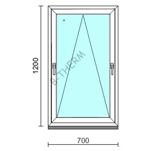 Kétkilincses bukó ablak.   70x120 cm (Rendelhető méretek: szélesség 65- 74 cm, magasság 115-124 cm.)  New Balance 85 profilból