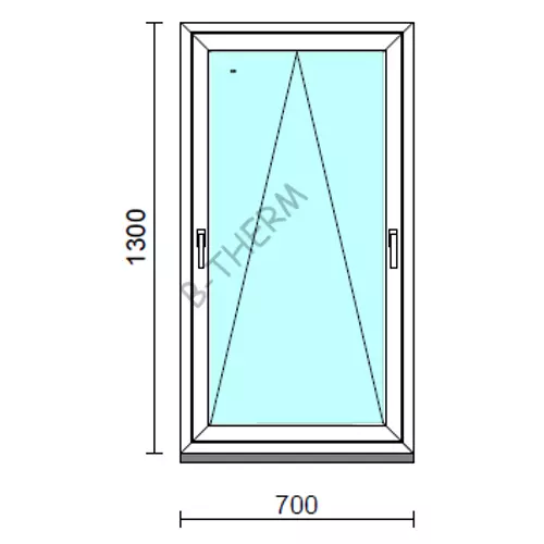 Kétkilincses bukó ablak.   70x130 cm (Rendelhető méretek: szélesség 65- 74 cm, magasság 125-134 cm.)  New Balance 85 profilból