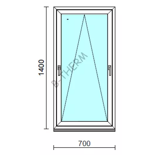 Kétkilincses bukó ablak.   70x140 cm (Rendelhető méretek: szélesség 65- 74 cm, magasság 135-144 cm.)  New Balance 85 profilból