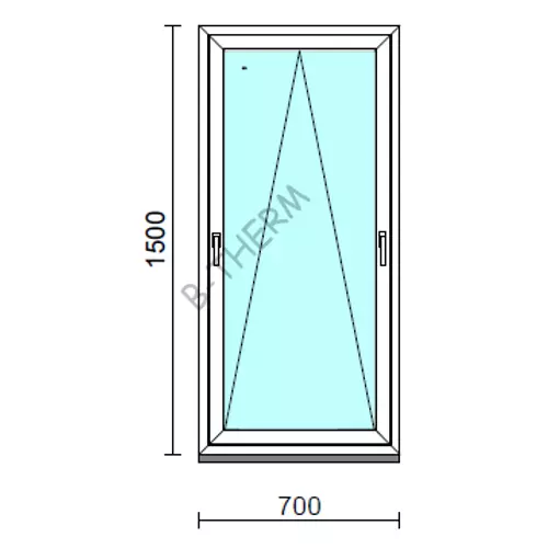 Kétkilincses bukó ablak.   70x150 cm (Rendelhető méretek: szélesség 65- 74 cm, magasság 145-154 cm.) Deluxe A85 profilból