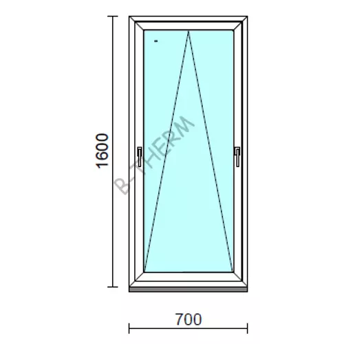 Kétkilincses bukó ablak.   70x160 cm (Rendelhető méretek: szélesség 65- 74 cm, magasság 155-164 cm.) Deluxe A85 profilból